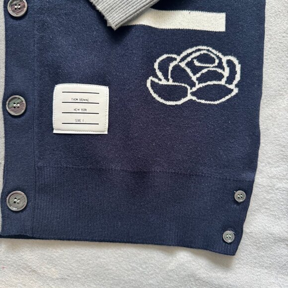 Thom Browne Cotton Birds And Flowers Cardigan - Picture 3 of 8